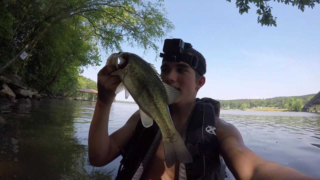 Kayak fishing at Lake Rhodhiss NC