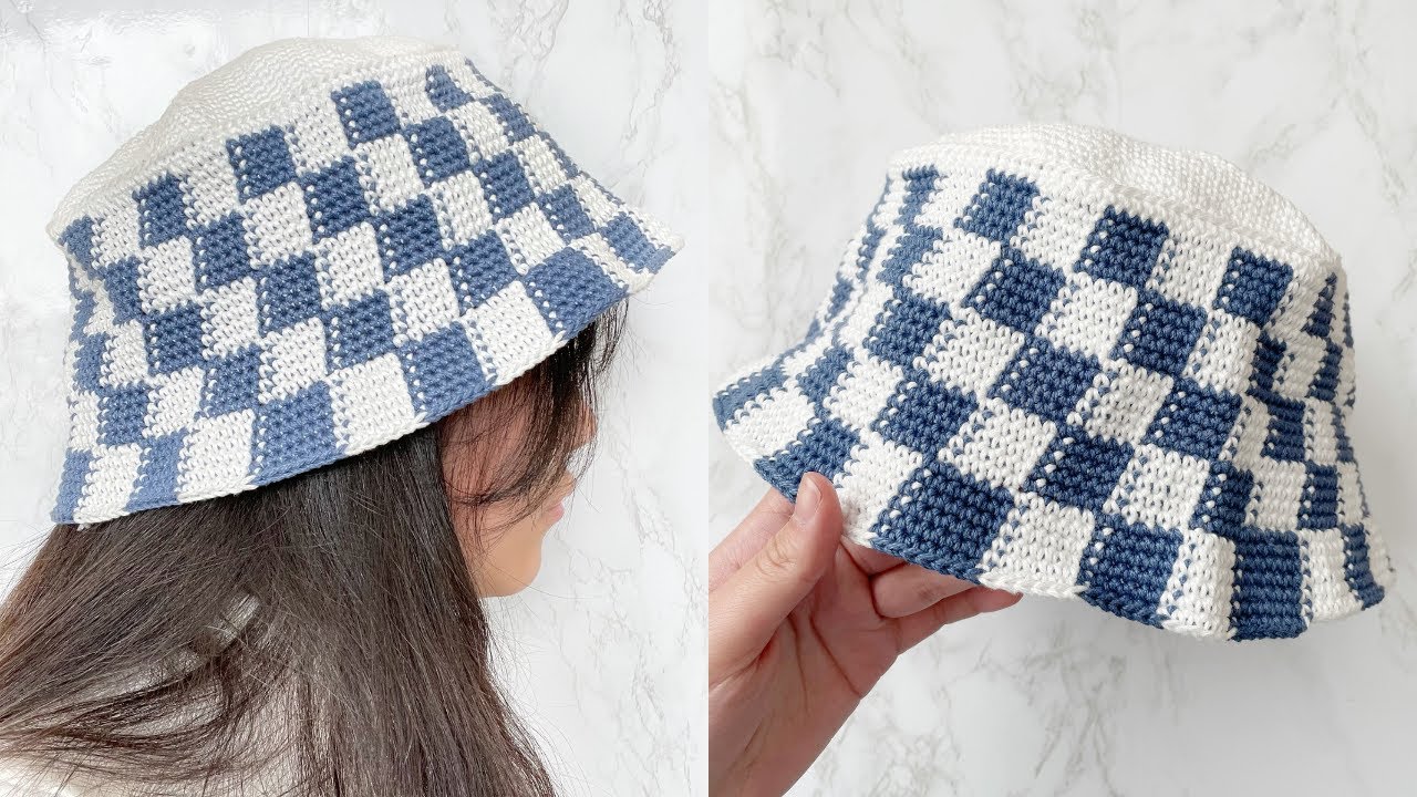 Crochet Checkered Bucket Hat Tutorial