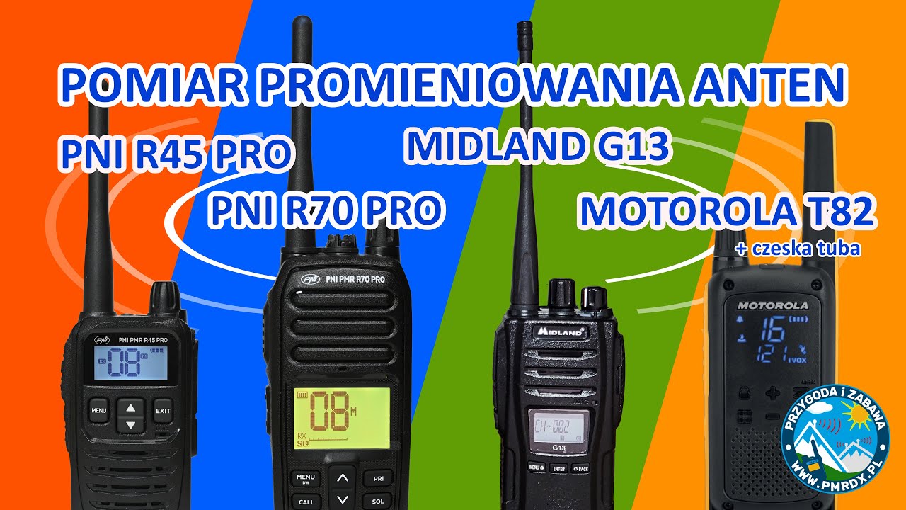 PNI r45 PRO, PNI r70 PRO, Midland g13, Motorola T82 extreme - promieniowanie anten