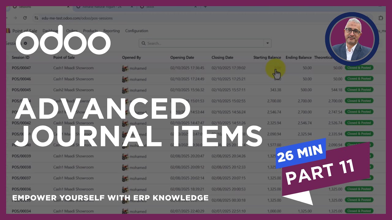 POS Journal Items Advanced Case at Odoo 18 - شرح تحليلي للقيود ودفاتر اليومية بنقاط البيع بسستم أودو