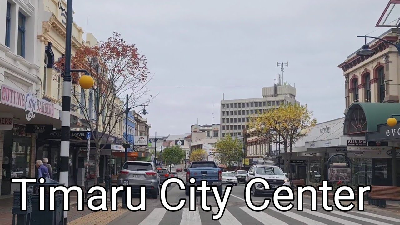Drive Through Timaru City Center, Seaside City, New Zealand