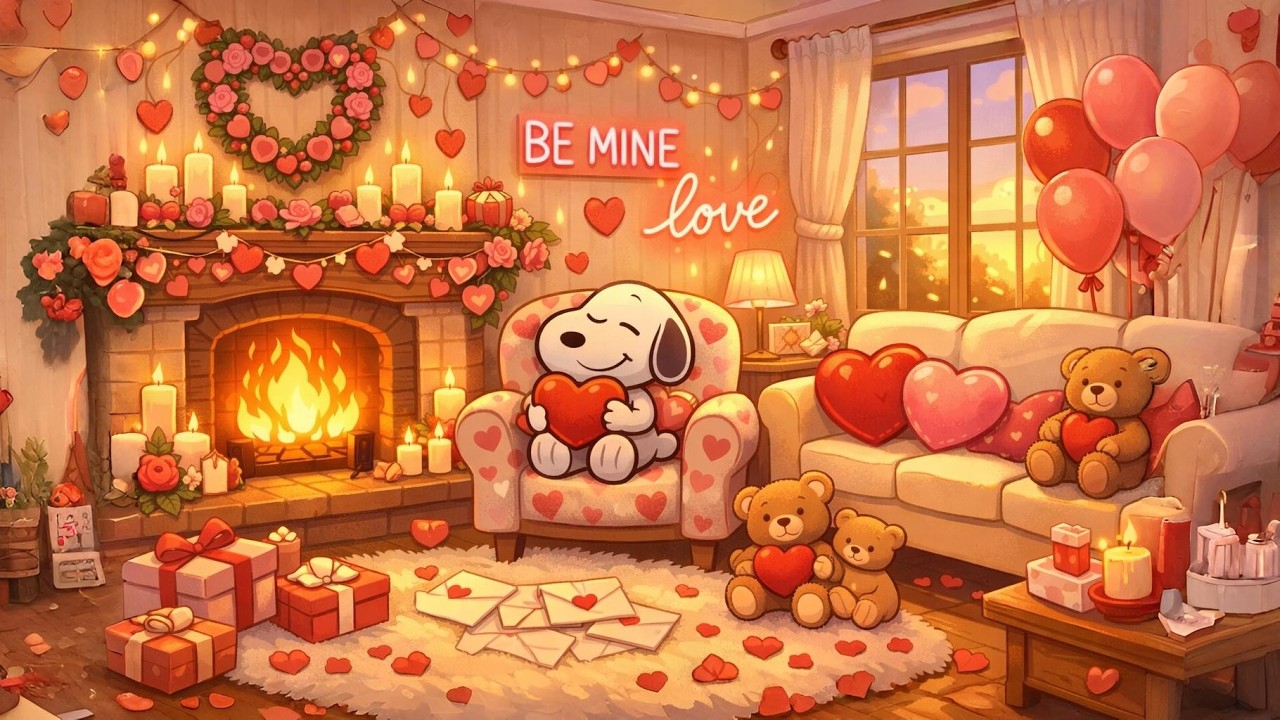 💕 Valentine’s Day Fireplace Ambience🔥 Romantic Relaxing Ambience | Love Night Chill