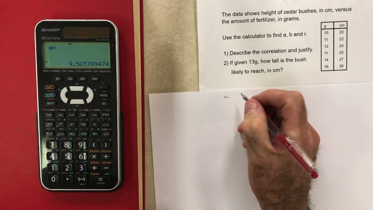 Using the SHARP EL-W516X Calculator to Enter Linear Data & Answer Questions