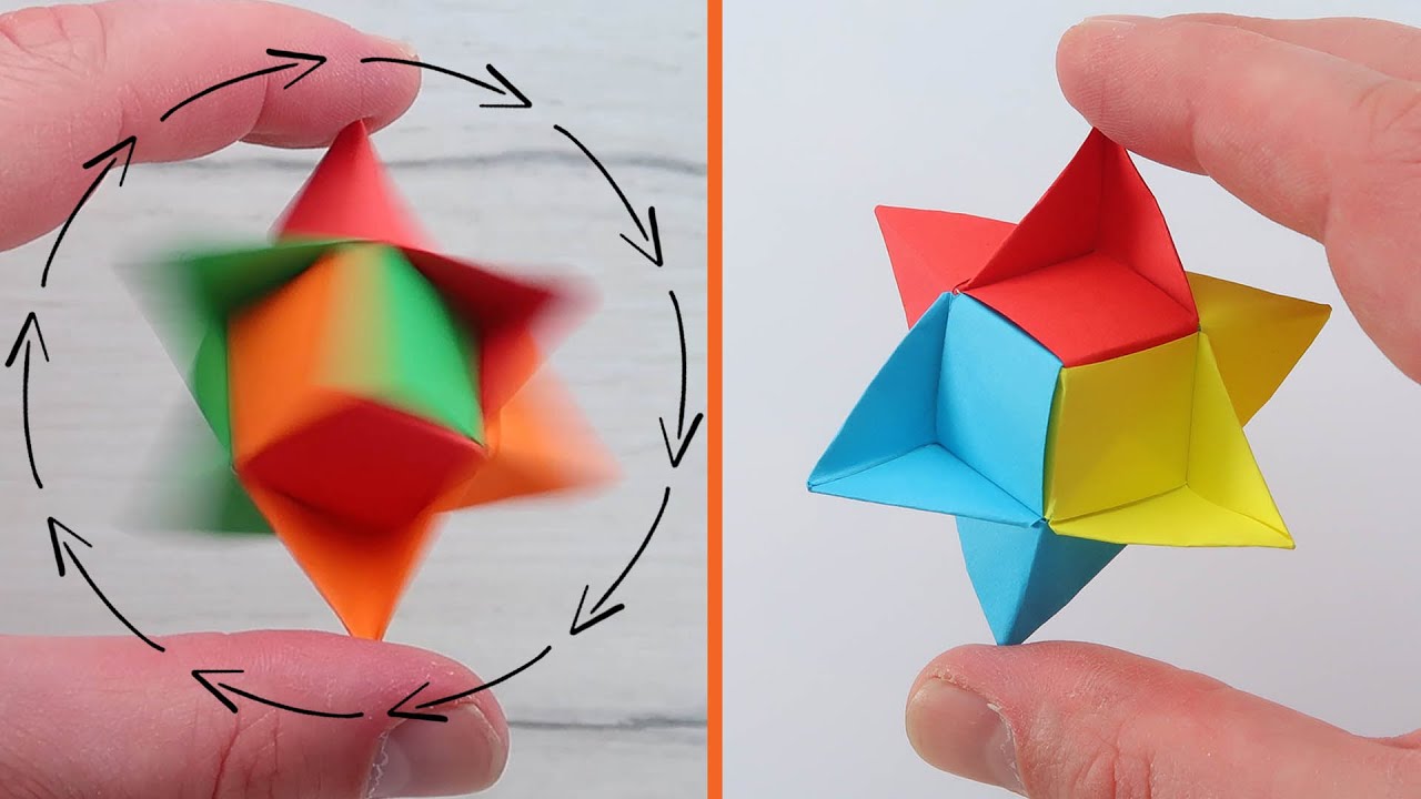 Moving PAPER TOY - Fidget Spinner. Origami PAPER TOYS antistress.