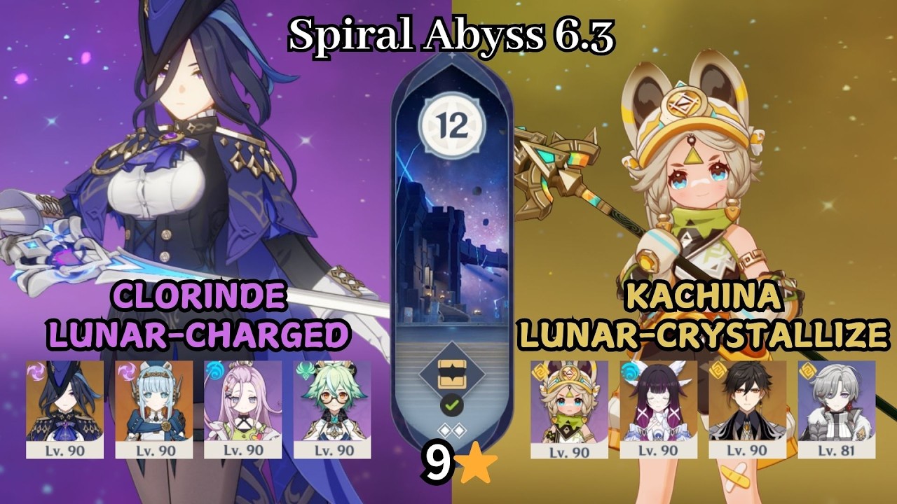 C0 Clorinde Lunar-Charged & C6 Kachina Lunar-Crystallize | Spiral Abyss 6.3 | Full Star Clear