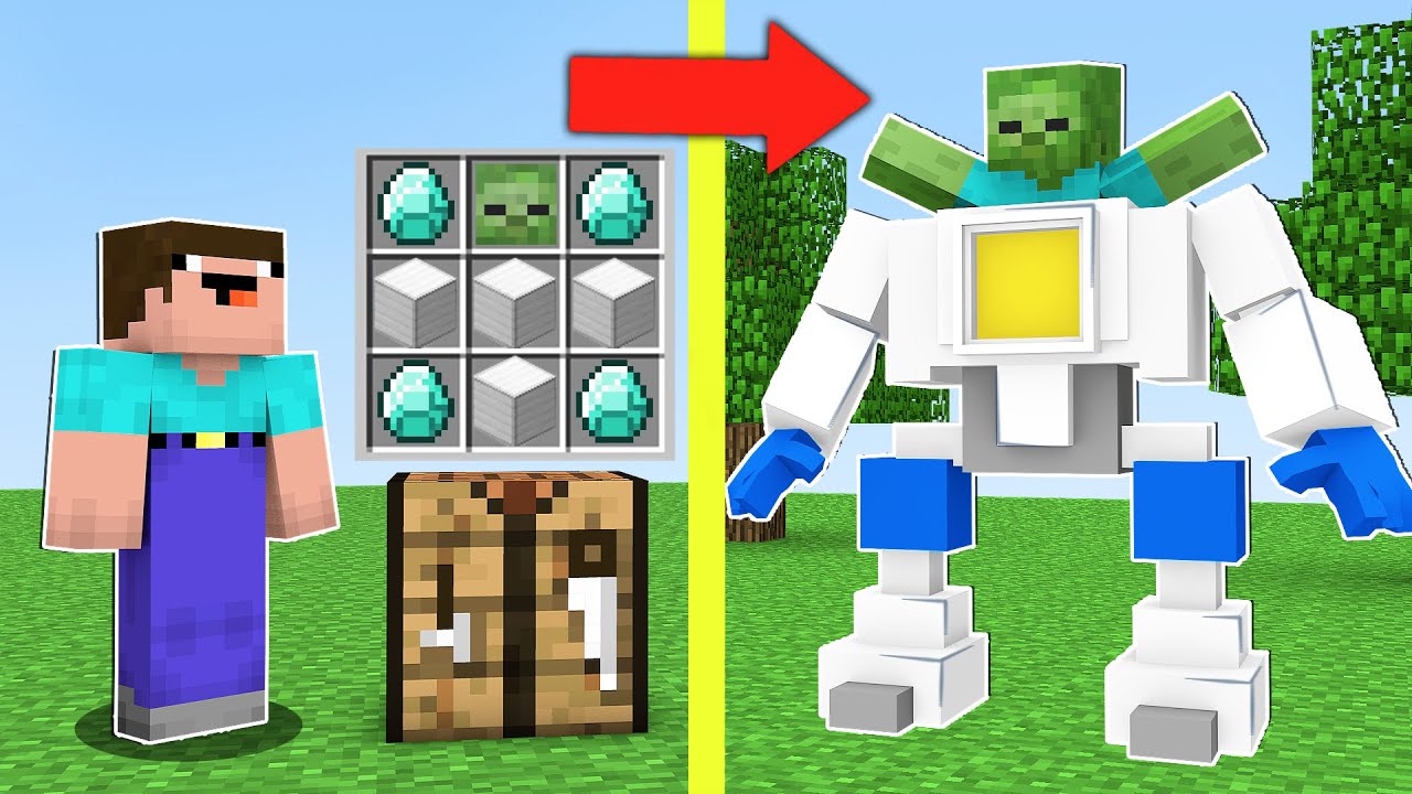 НУБ СКРАФТИЛ РОБОТА ЗОМБИ В МАЙНКРАФТ ! НУБИК ПРОТИВ РОБОТОВ И ТРОЛЛИНГ ЛОВУШКА В MINECRAFT