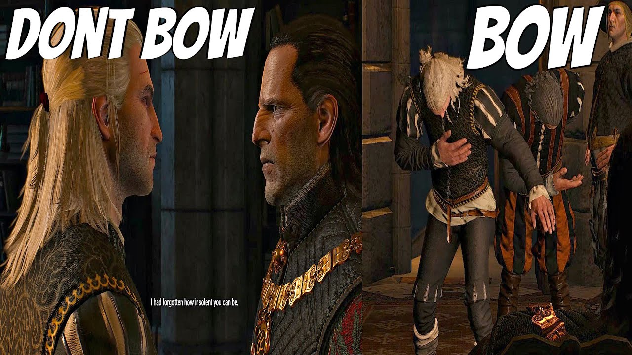 The Witcher 3 - Meeting Nilfgaardian Emperor Bow vs Don't Bow Choice Cutscene (Ultra Graphics)