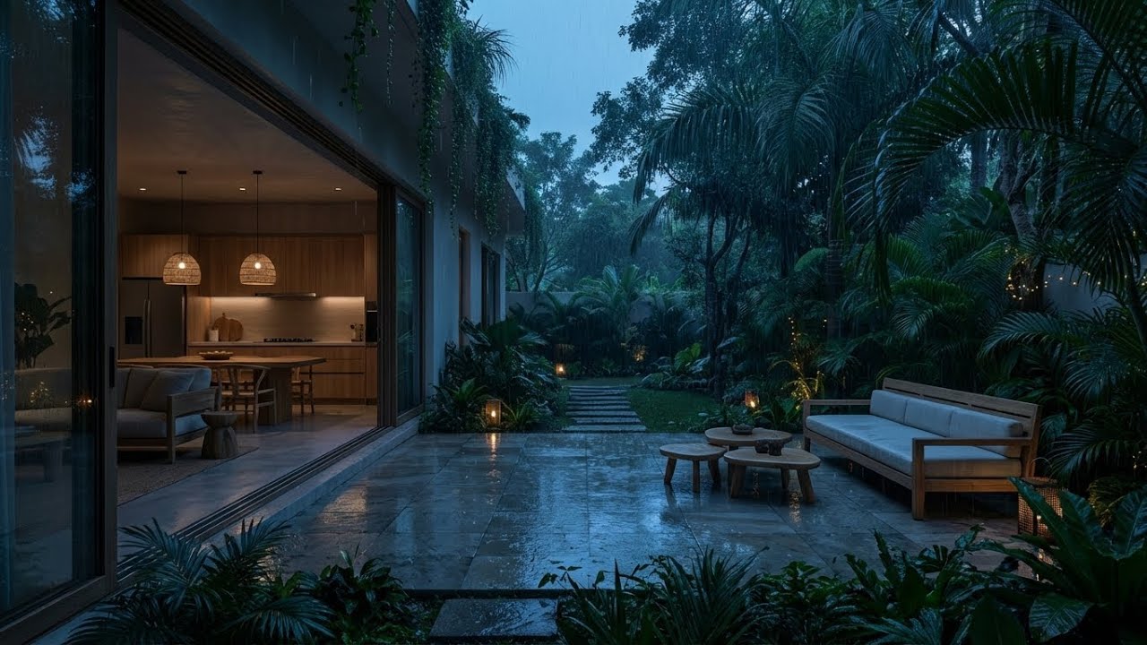 Calm Mind Rain Sounds: Heavy Rainfall on Cozy Glass Porch for Relieving Stress and Anxiety 🌧️
