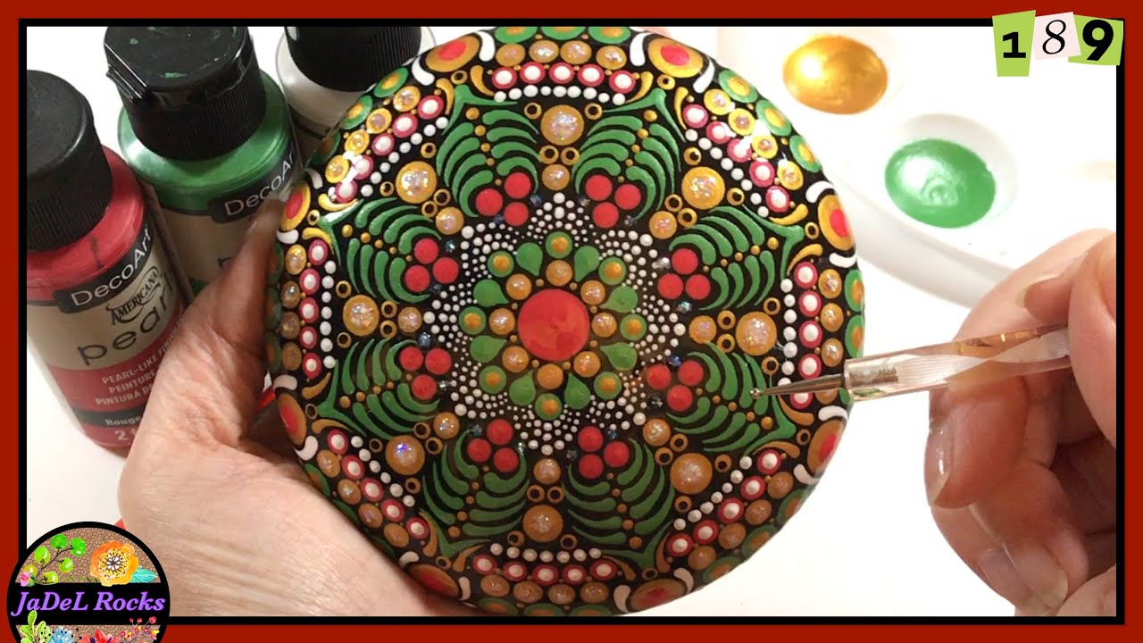 Holly Jolly Christmas Mandala | Full Tutorial Dot Rock Painting