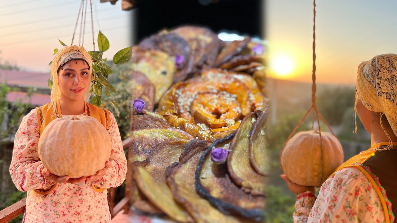 Authentic Mazandarani Pumpkin Rice + Sour Eggplant | Real Taste of Northern Iran 🌧️