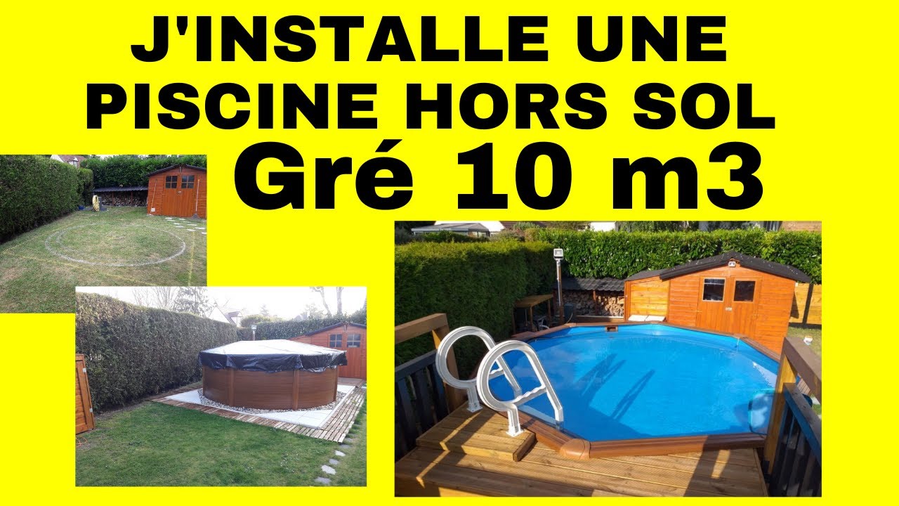 Installation d'une Piscine hors sol Gré dream pool 120 pacific en acier marron 10 m3 et de son Deck