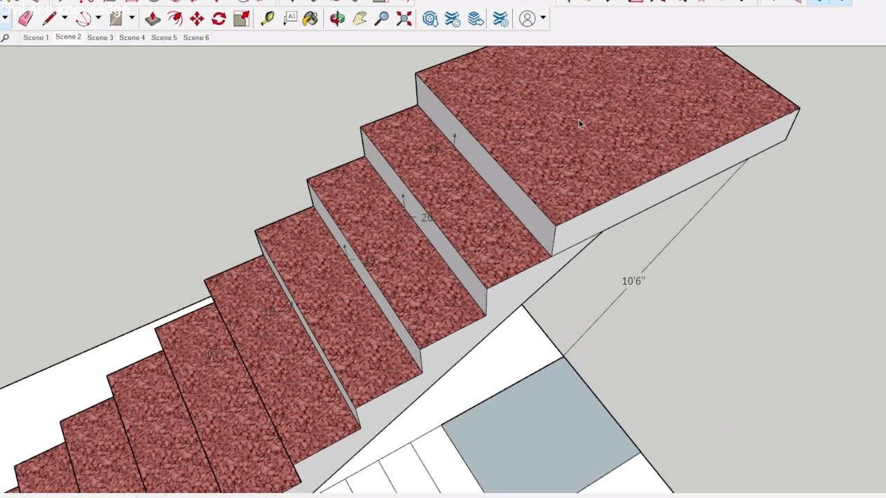 area required for L shape stair