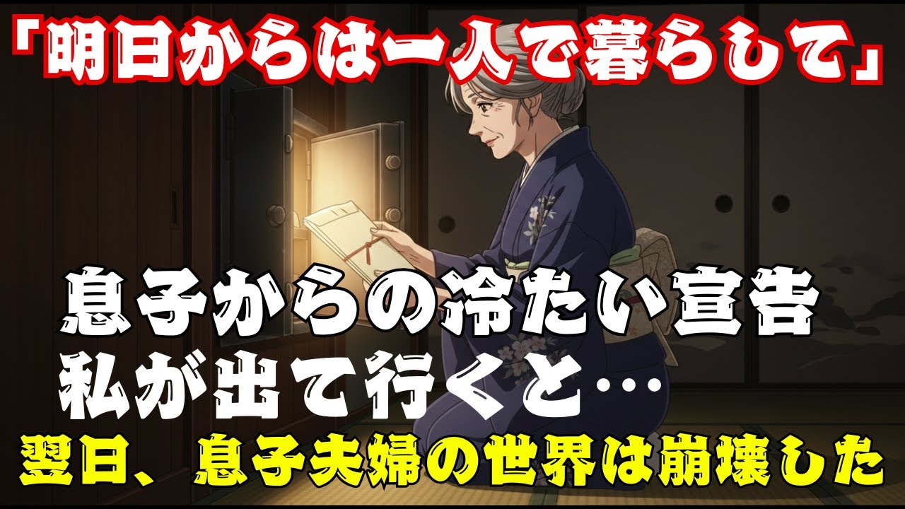 【スカッとする話】息子からの冷たい宣告で家を出た私。24時間後、エリート気取りだった息子夫婦の生活が完全崩壊！「今さら帰って来いなんて無理よ」【60代以上の方へ】