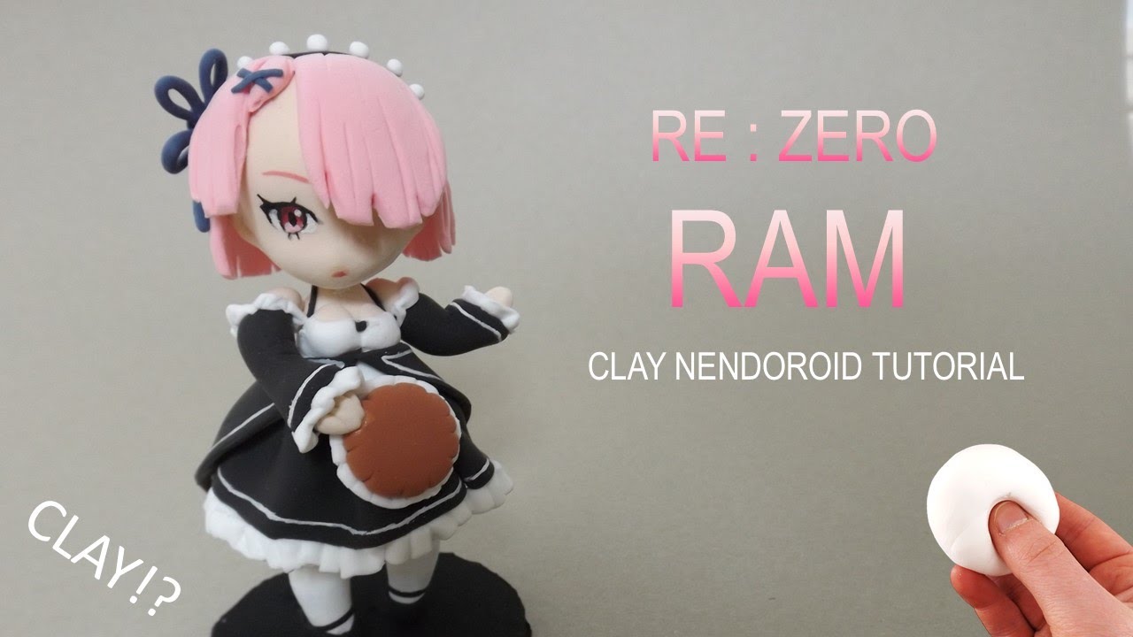 DIY clay NENDOROID - RE : zero Ram easy clay anime nendoroid tutorial #clay #animefigures #clayart