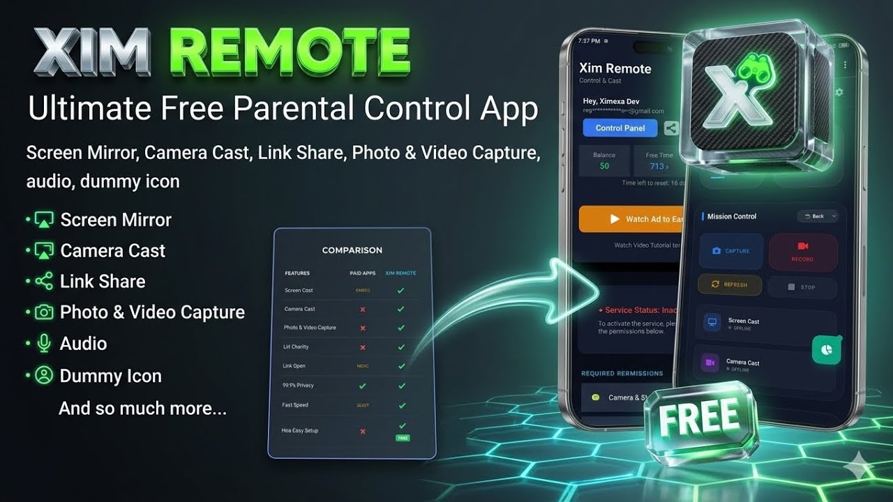 Best Free Parental Control App 2026 | Remote Camera & Screen Mirror 🚀 Xim Remote Tutorial