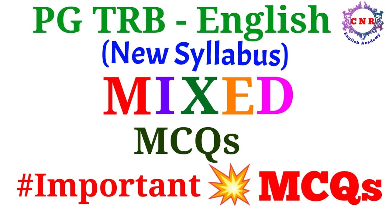 PG TRB ENGLISH | NEW SYLLABUS | Mixed MCQs | Important
