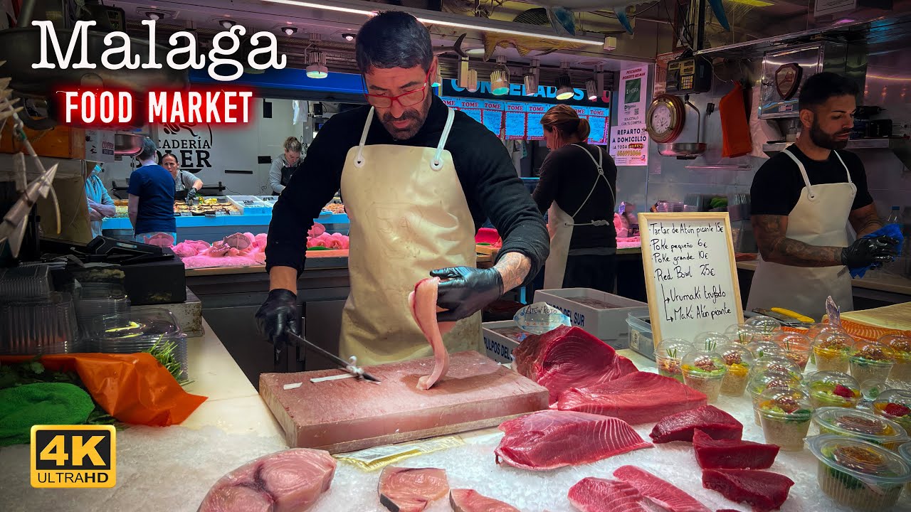 Malaga, Spain | Food Market | Walking Tour 4K