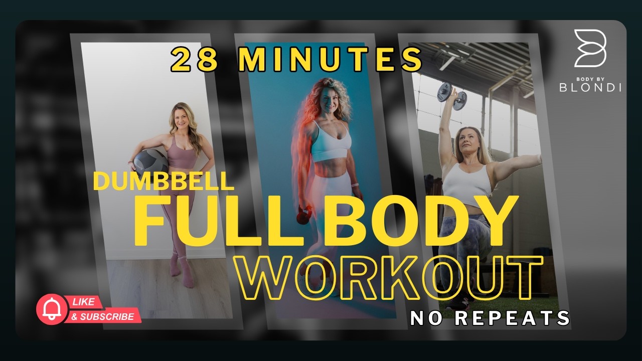 28 Minute Full Body Strength Workout with Dumbbells | At Home | No Repeats | Amy Aravantinos