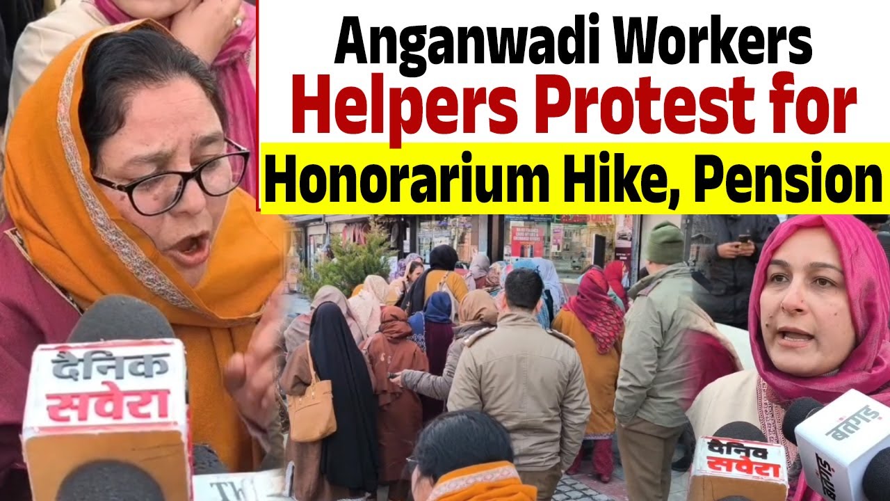 Anganwadi Workers, Helpers Protest for Honorarium Hike, Pension Coverage: Seek LG, CM&rsquo;s Intervention