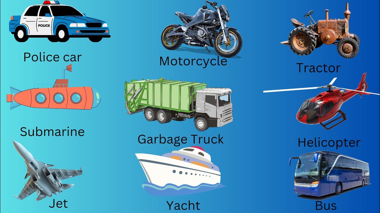 Vehicle Vocabulary in English.Learn all the Names and Types of Vehicles we have