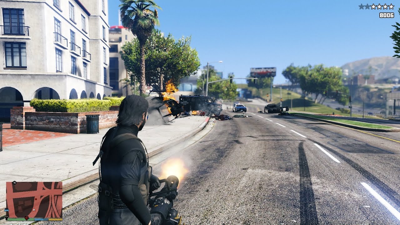 GTA V Minigun Rampage + Epic 10 Star Wanted Level Escape(RDE 4.0.2)