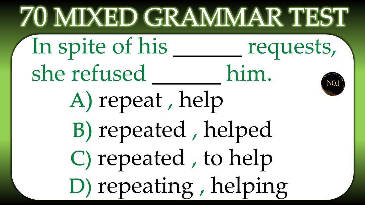 ✍️ English Grammar Quiz | 70 Mixed Questions Challenge 🎓| 📘 Tense MCQ Test | No.1 Quality English