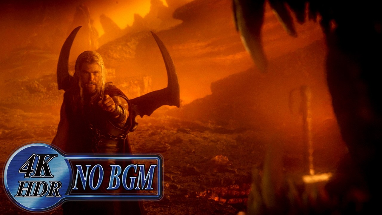 Thor Defeats Surtur Fight Scene [Unworthy Fire Dragon] [No BGM] | Thor: Ragnarok