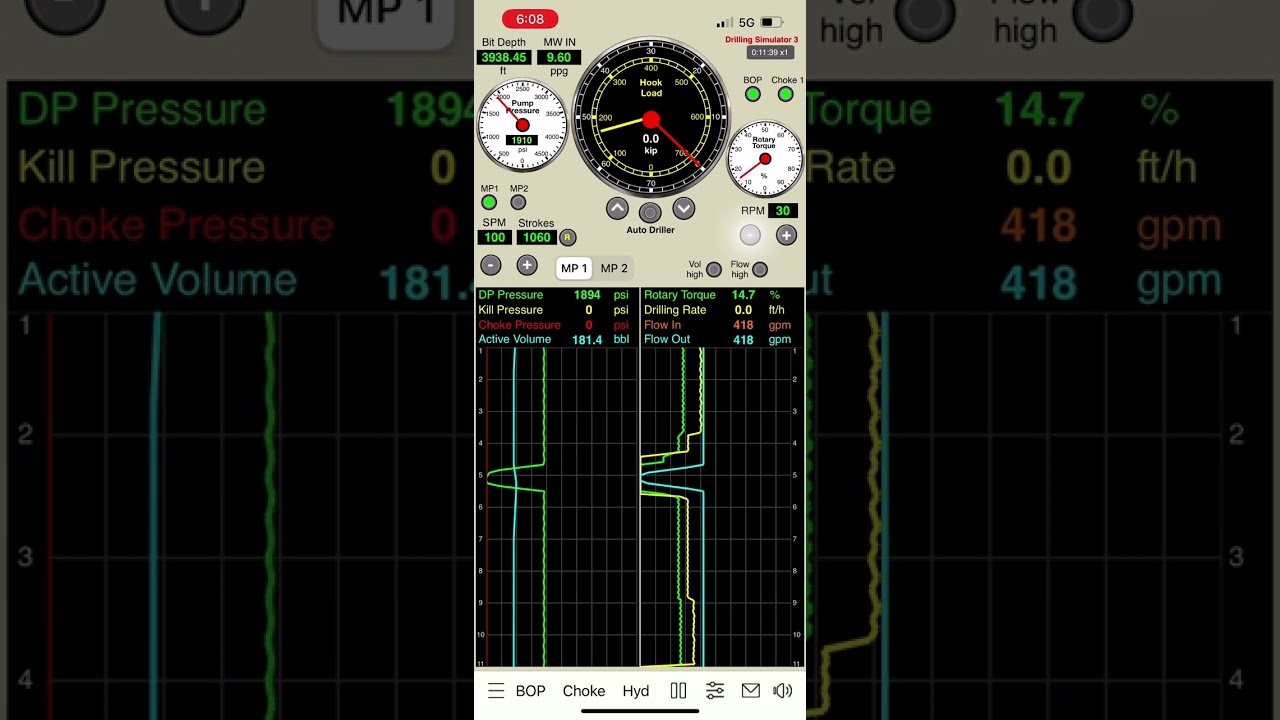 Drilling Simulator 3 (iOS App): Kick Detection + Well Shut-In (Surface Stack)
