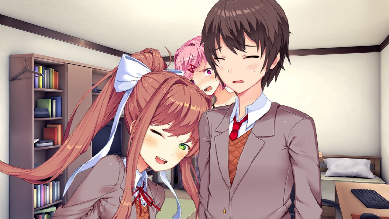 {A short DDLC Mod} MC is kissing with Monika, but others get into the room?