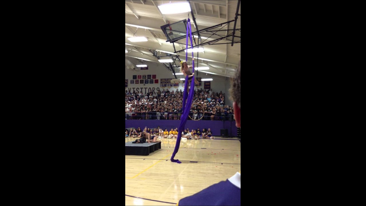 Aerial Meg Fabric Act at Littleton Pep Rally