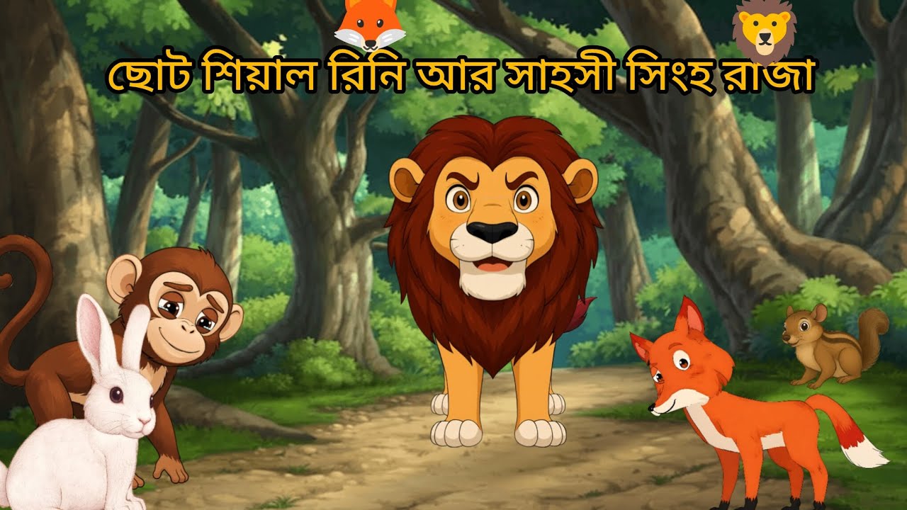 ছোট্ট শিয়াল রিনি আর সাহসী সিংহ রাজা #cartoon #animalcartoon 