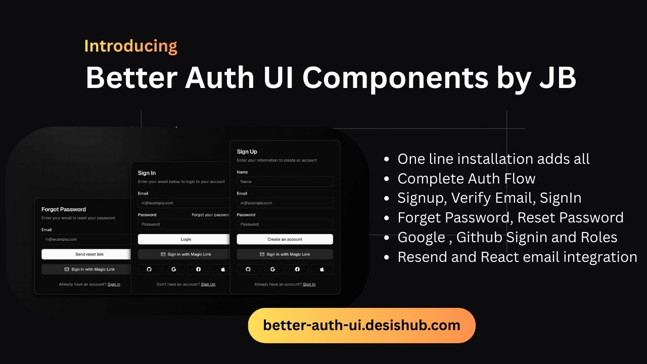 Better Auth UI for Nextjs  : Install Complete Authentication in ONE Command | Auth working in 1 Mi