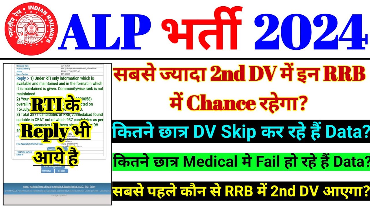 RRB ALP 2nd DV Date Confirmed 🔥 | rrb alp | rrb alp DV | ALP 2024 | ALP Vacancy 2025 | railway alp 