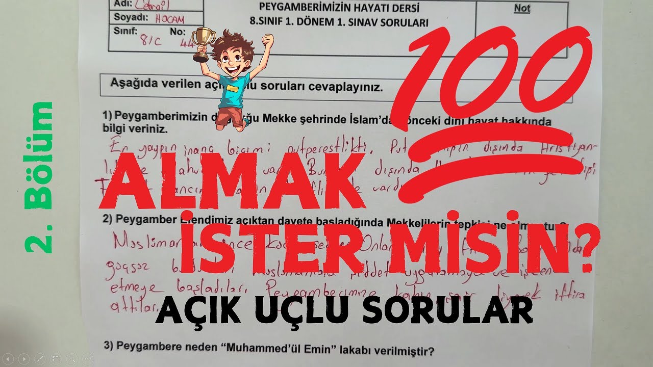 8. Sınıf Peygamberimizin Hayatı 1. Dönem 1. Yazılı (2)