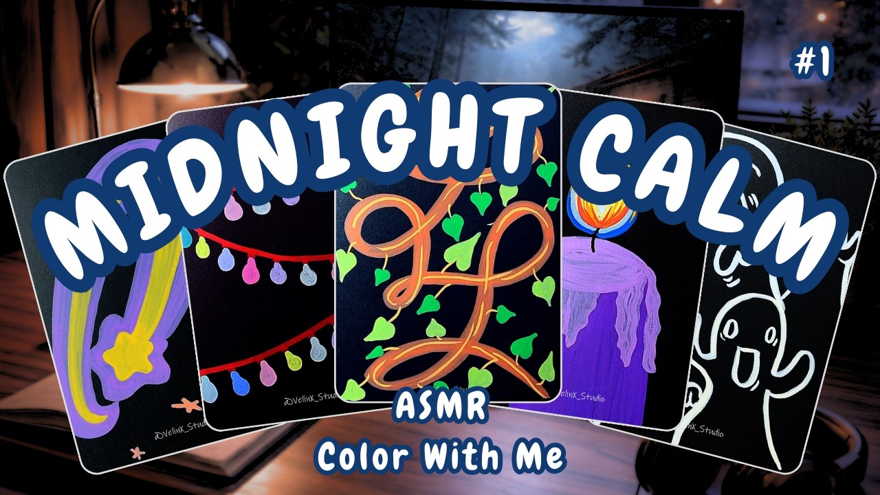 ASMR Color With Me - Midnight Calm No.1 🎨 | No Talking