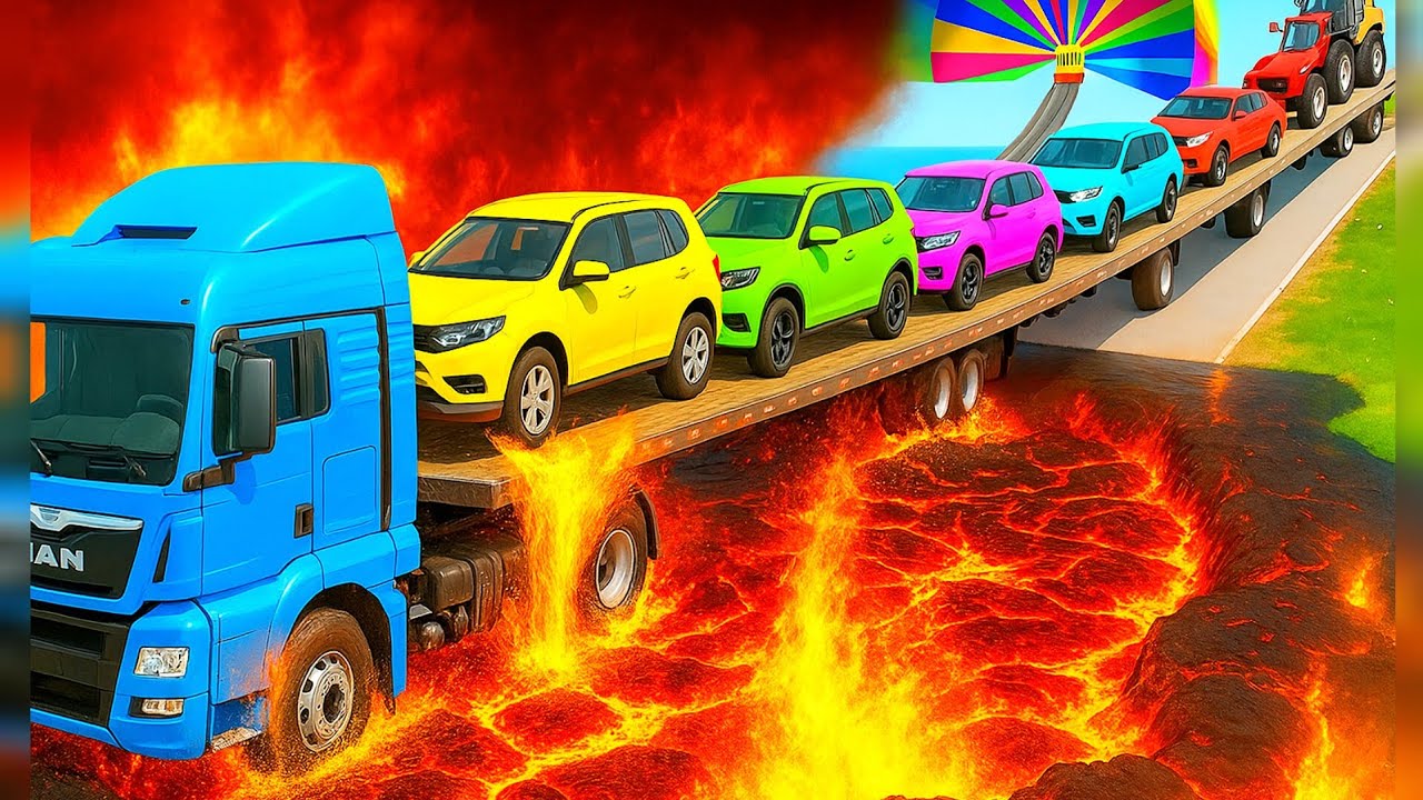 Flatbed Truck McQueen | Europe Road Challenge BeamNG.Drive Gameplay – Pothole vs Car #03