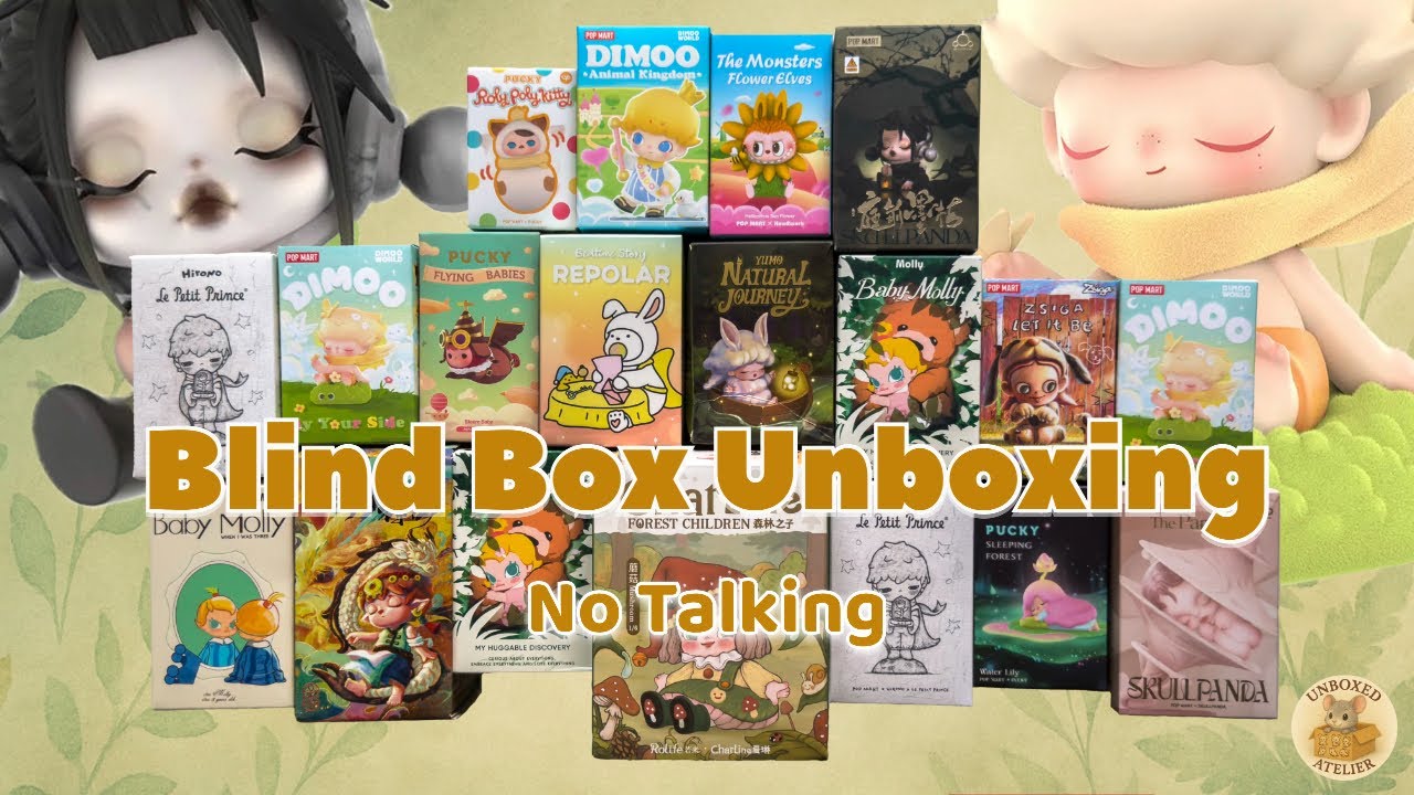 Relaxing No Talking Blind Box Unboxing Two Secrets | Pop Mart | Labubu l Hirono | Skullpanda | ASMR