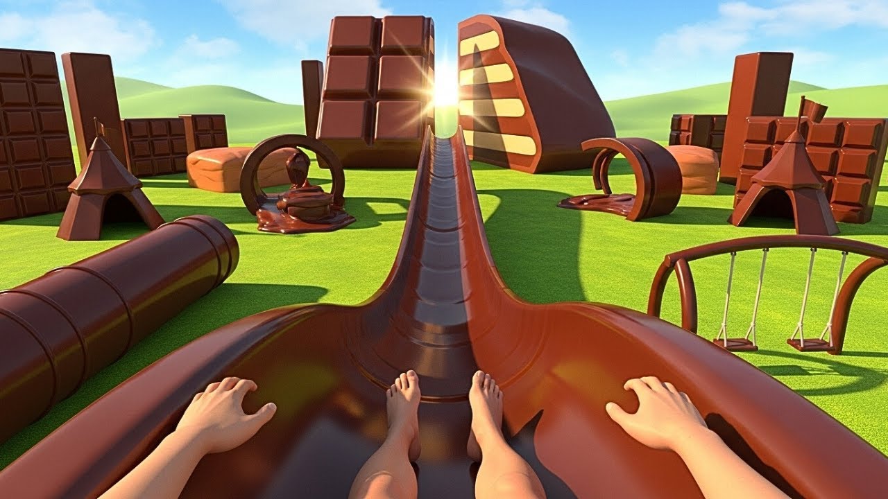 Which waterslide are you brave enough to ride? Satisfying AI ASMR Magical Waterslide🍫🍪🍩