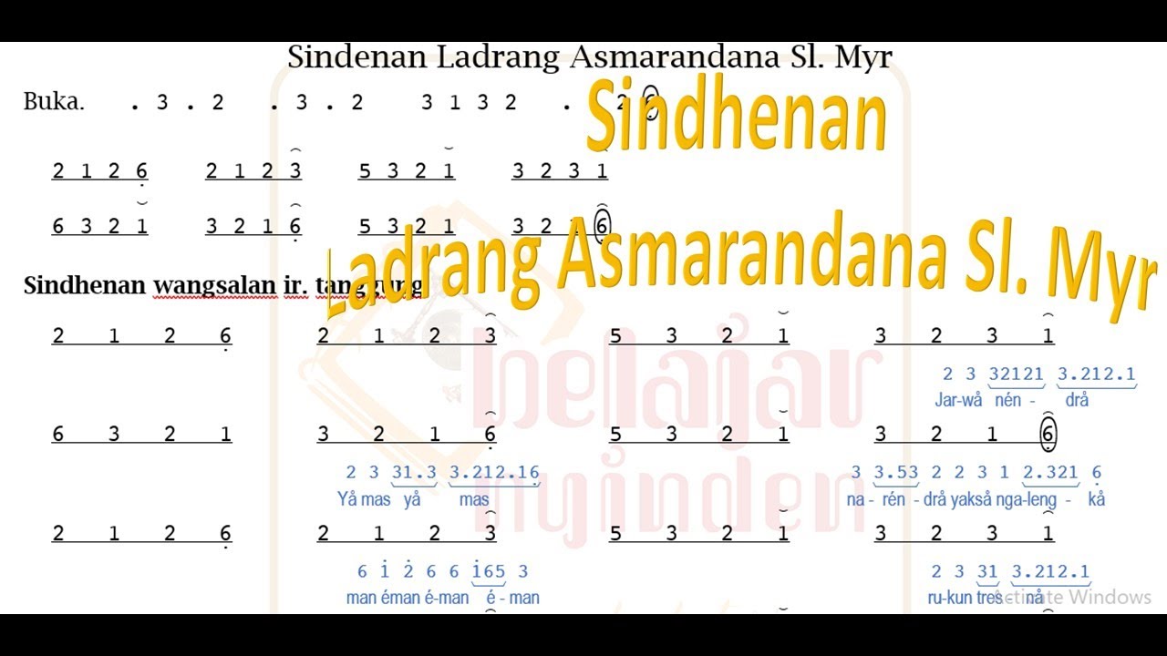 Sindenan Ladrang Asmarandana Sl. Myr || part 1