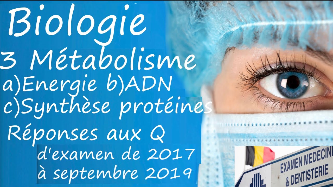 EXMD Biologie 1719 3 Métabolisme a) énergie b) ADN c) protéines