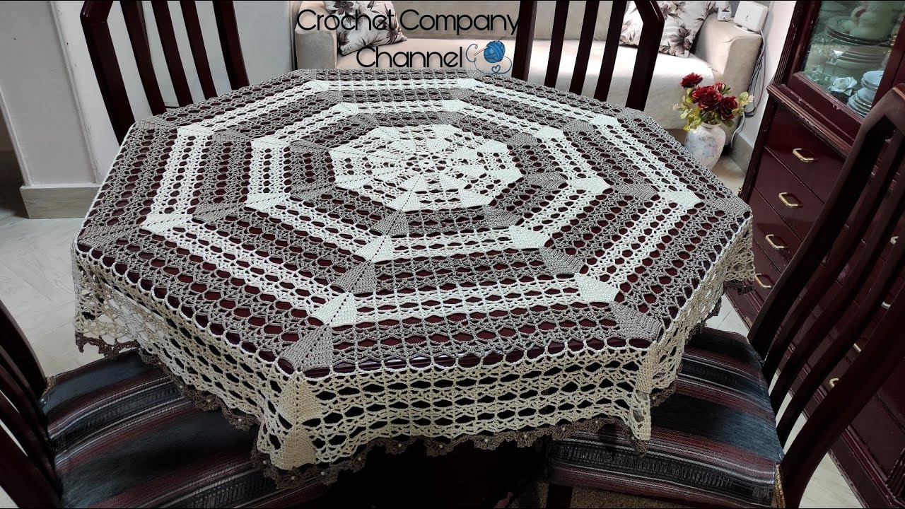 مفرش كروشيه للسفره -  Crochet tablecloth