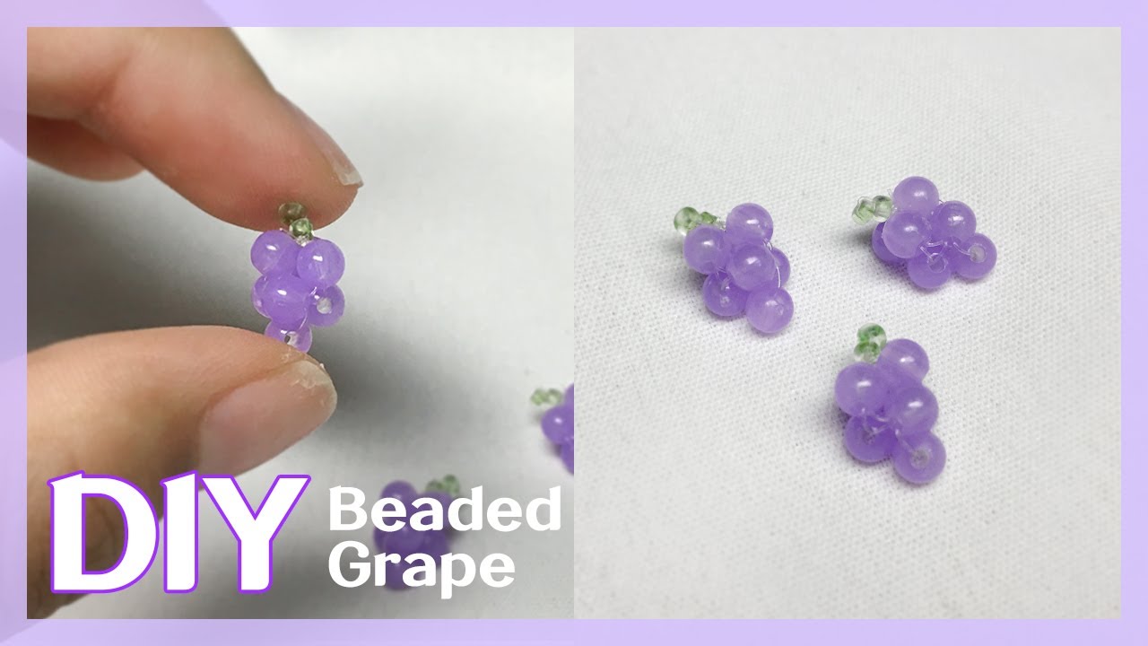 DIY) 포도 비즈 만들기🍇 l Beaded grape tutorial