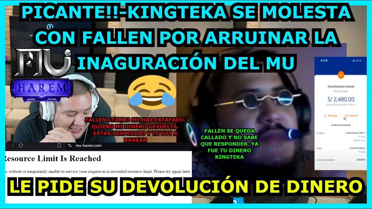 😂KINGTEKA SE MOLESTA CON FALLEN TRAS ARRUINARSE LA INAGURACIÓN DEL MU, SE CAE LA PÁGINA Y EL SERVER😂