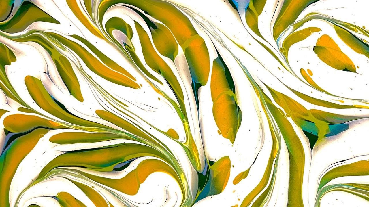 'Golden Hour' A Chaos Ribbon Pour with Marble Roll! Fluid Art Tutorial