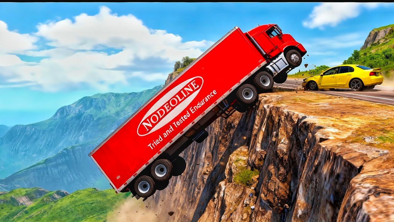 Car vs truck on dangerous cliff road 💥🤯 | Beamng Drive #27 !