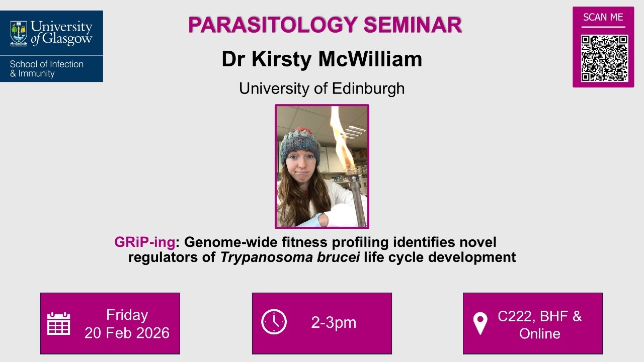 Glasgow Research in Parasitology (GRiP-ing) seminar | Dr Kirsty McWilliam (University of Edinburgh)