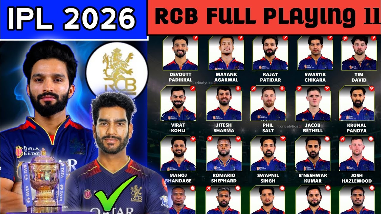 rcb playing 11 2026 | IPL 2026 - Royal Challengers BangaluruFinal Squad |RCB Team 2026 Players List 