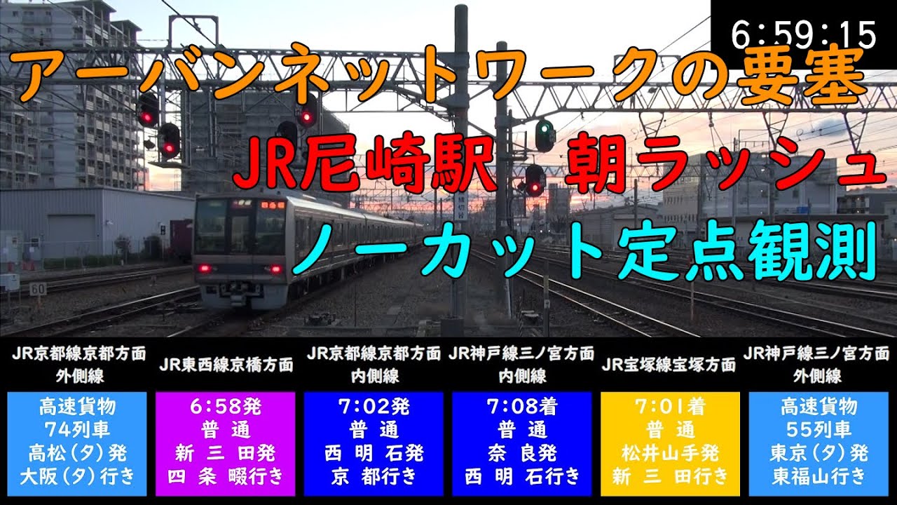 【朝ラッシュ定点観測[15]】JR神戸線・東西線・宝塚線　尼崎駅　ノーカット定点観測　2020.12.15(FHD)