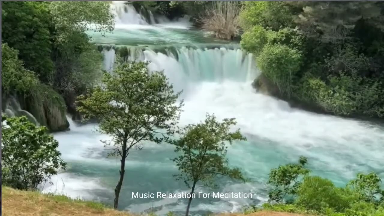 Relaxing Waterfall Sounds with Calming Music and Birds Singing for Meditation