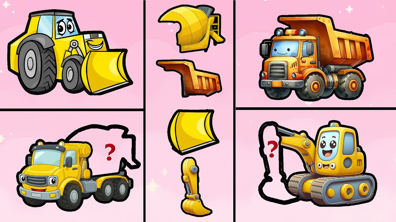 Guess the Right Construction Part! 🚜🤔 Can You Match Them All? ✅❌ | Vehicles Animation